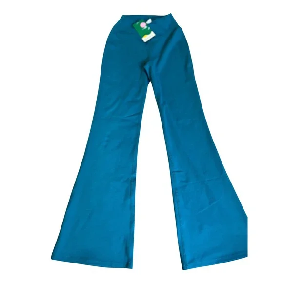 Halara XS Petite Teal Flare Leggings High Waisted Yoga Pants Athleisure - Picture 1 of 6